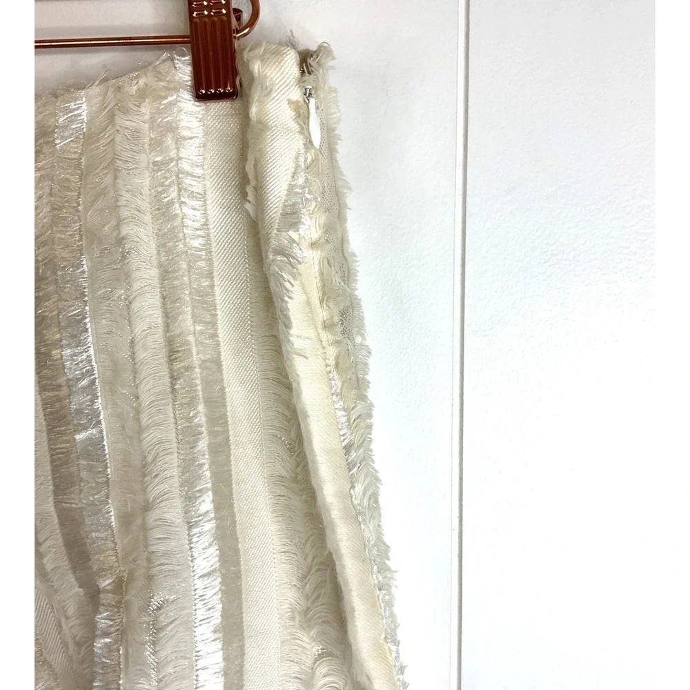 Thakoon White Silk Blend Cropped Faux Wrap‎ Fringe Pants Side Zip Closure